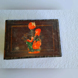 Vintage Antique jewelry box  dark brown